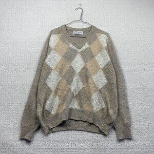 Vintage Wolsey Made in Scotland Men's Wool Sweater Jumper Size 42'/52 Diamonds